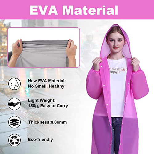 Vicloon Waterproof Adult Poncho, 2PCS, Reusable, with Hoods