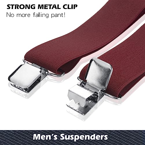 FACATH 5cm Wide X-Shaped Heavy Duty Suspenders with Clips