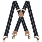 Dresime Mens Vintage Elastic X-Shape Braces with 4 Clips