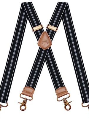 Dresime Mens Vintage Elastic X-Shape Braces with 4 Clips