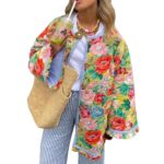 PDYLZWZY Women's Cropped Floral Puffer Jacket