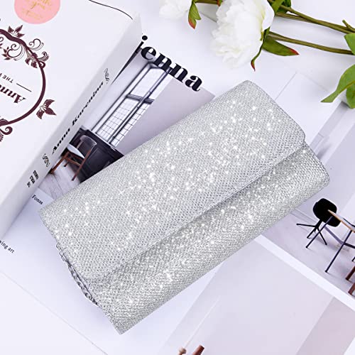 OSDUE Glitter Envelope Clutch with Detachable Chain Strap