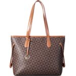 Lekesky Brown Faux Leather Tote Bag for Women