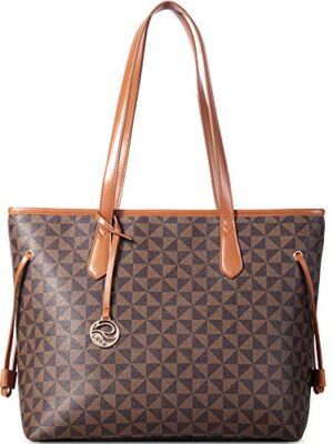 Lekesky Brown Faux Leather Tote Bag for Women