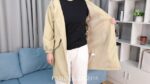 Angxiwan Women's Windproof Hooded Trench Coat with Pockets