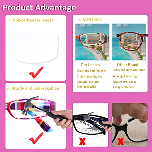 Kerecsen Women's Reading Glasses 4 Pairs Spring Hinge