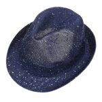 Sequins Hollow Out Fedora Sun Hat - Foldable & Packable