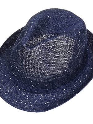 Sequins Hollow Out Fedora Sun Hat - Foldable & Packable