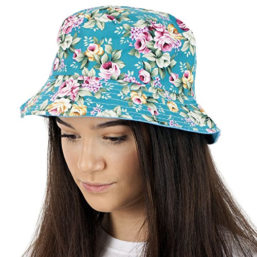 TOSKATOK UPF 50+ Reversible Floral Cotton Sun Hat
