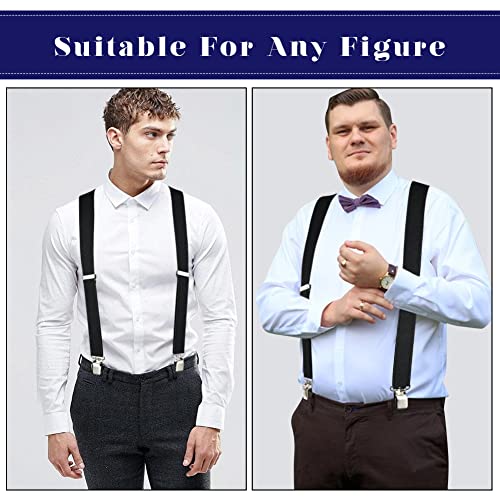ACWOO Mens Adjustable Elastic X-Shape Braces with Clips