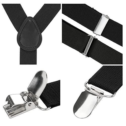 sourcing map Adjustable Metal Clamp Elastic Suspenders