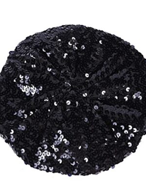 ILUFAM Women Sparkly Sequins Beret Hat for Party