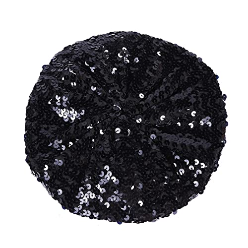 ILUFAM Women Sparkly Sequins Beret Hat for Party