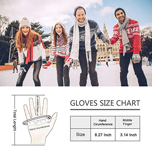 Women Touchscreen Winter Gloves - Grey, One Size