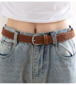 2 Pack Women's Stretch Canvas Braided Belts, One Size