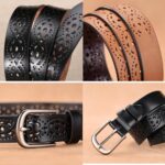 Spolife Women's Vintage Hollow Flower Leather Belt