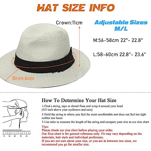 Ruphedy Women's Wide Brim Straw Fedora Hat UPF 50+