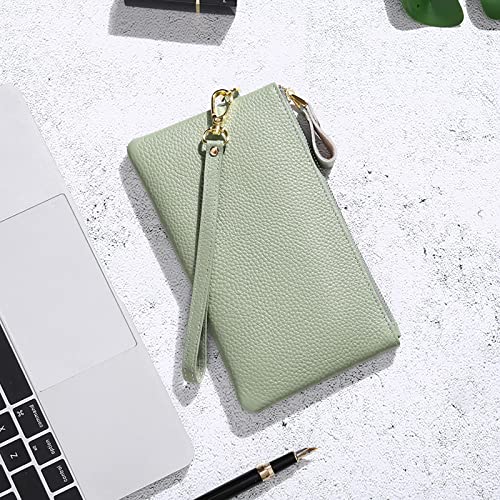SENDEFN RFID Blocking Leather Wristlet Bag for Women