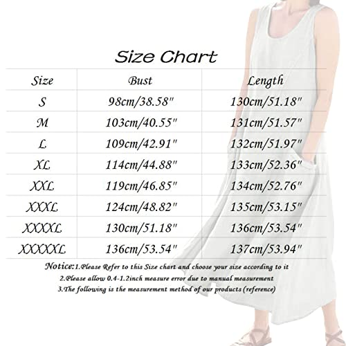 Skang Women's Cotton Linen Maxi Dress with Pockets