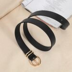JASGOOD Women's Leather Belts, Gold Buckle, 2 Pack
