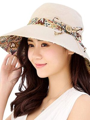 KXF Women Sun Hat UPF50+ Foldable Reversible Wide Brim