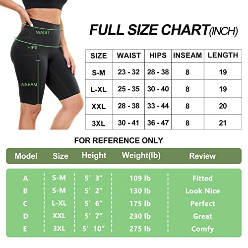 DDOBB Women's Cycling Shorts with Pockets, High Waist