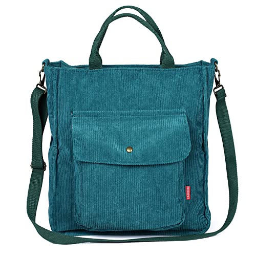 Etercycle Corduroy Crossbody Tote Bag, Peacock Blue
