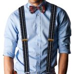 Dresime Mens Vintage Elastic X-Shape Braces with 4 Clips