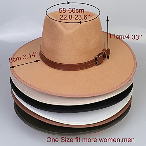 JK Home Wool Felt Fedora Hat - One Size Unisex - Black