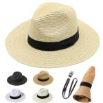Unisex Straw Trilby Fedora Hat for Summer Beach Wear