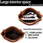 Aileese Women Leather Large Multi-Pocket Tote Bag