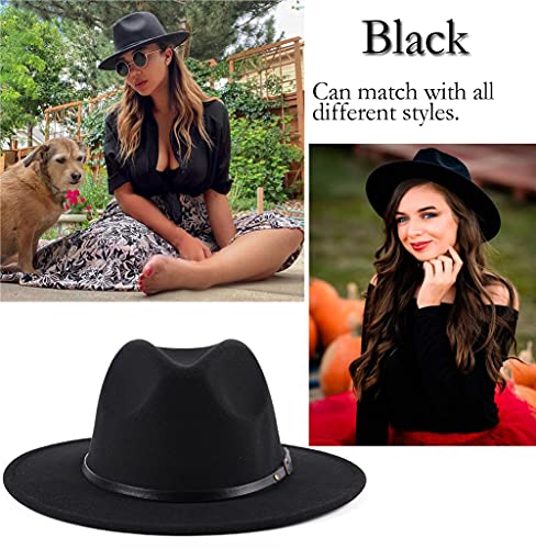 Unisex Adjustable Wide Brim Fedora Hat - Felt Panama Cap
