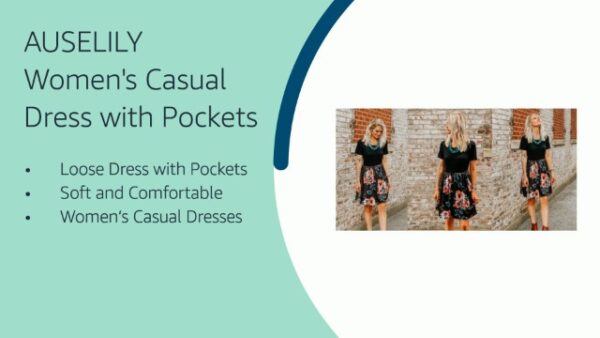 AUSELILY Women's Short Sleeve Pleated Casual Dress, Knee Length