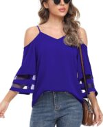BEIGAI Women's Summer Cold Shoulder Loose Fit Blouse