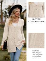 Famulily Women's Long Sleeve V Neck Cardigan with Pockets