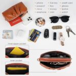 Genuine Leather Ruched Wristlet Wallet with Strap