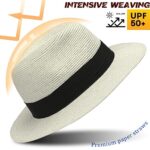 Ruphedy Women's Wide Brim Straw Fedora Hat UPF 50+