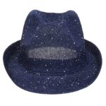 Sequins Hollow Out Fedora Sun Hat - Foldable & Packable