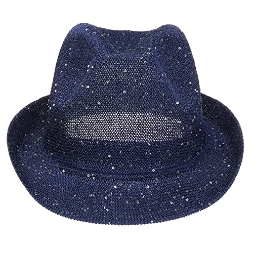 Sequins Hollow Out Fedora Sun Hat - Foldable & Packable