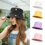 Daisy Embroidery Reversible Cotton Bucket Hat - Women