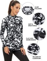 Akiooue Womens UPF 50+ Long Sleeve 1/4 Zip Workout Top