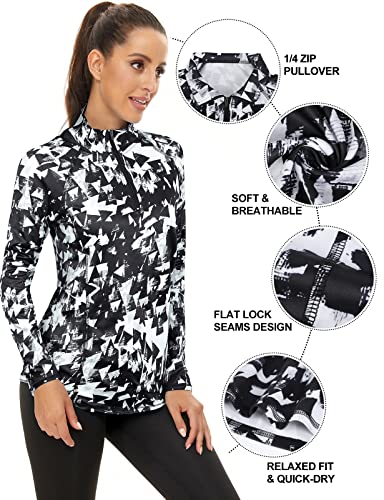 Akiooue Womens UPF 50+ Long Sleeve 1/4 Zip Workout Top