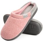 LongBay Ladies' Chenille Knit Memory Foam Slippers