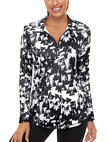 Akiooue Womens UPF 50+ Long Sleeve 1/4 Zip Workout Top