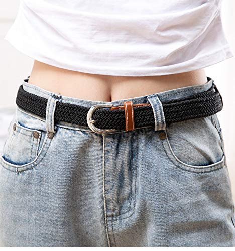2 Pack Women's Stretch Canvas Braided Belts, One Size