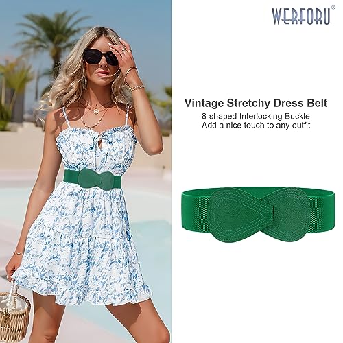 WERFORU Women Stretchy 8-Shaped Buckle Elastic Waist Belt