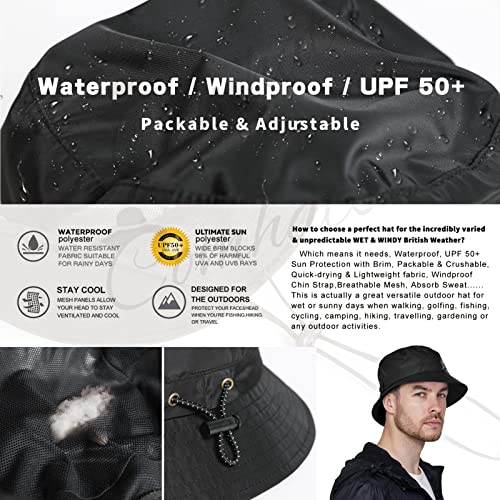 Comhats Waterproof Bucket Hat - UPF 50+ Adjustable