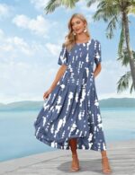 YESNO Women Plus Size Bohemian Floral Maxi Dress