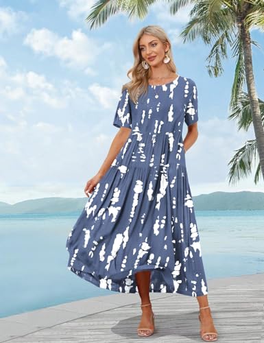 YESNO Women Plus Size Bohemian Floral Maxi Dress