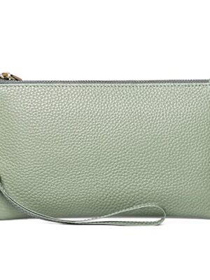 SENDEFN RFID Blocking Leather Wristlet Bag for Women
